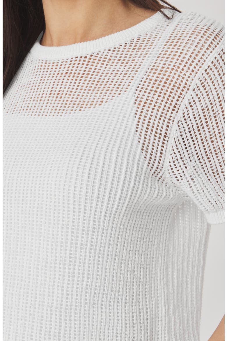 Yasmine Pointelle Short Sleeve Sweater, Alternate, color, WHITE