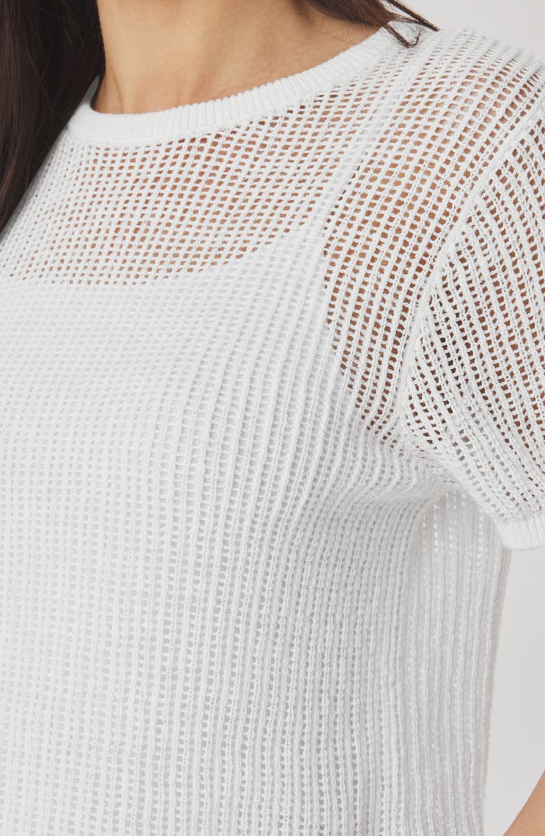Splendid Yasmine Pointelle Short Sleeve Sweater, Alternate, color, White