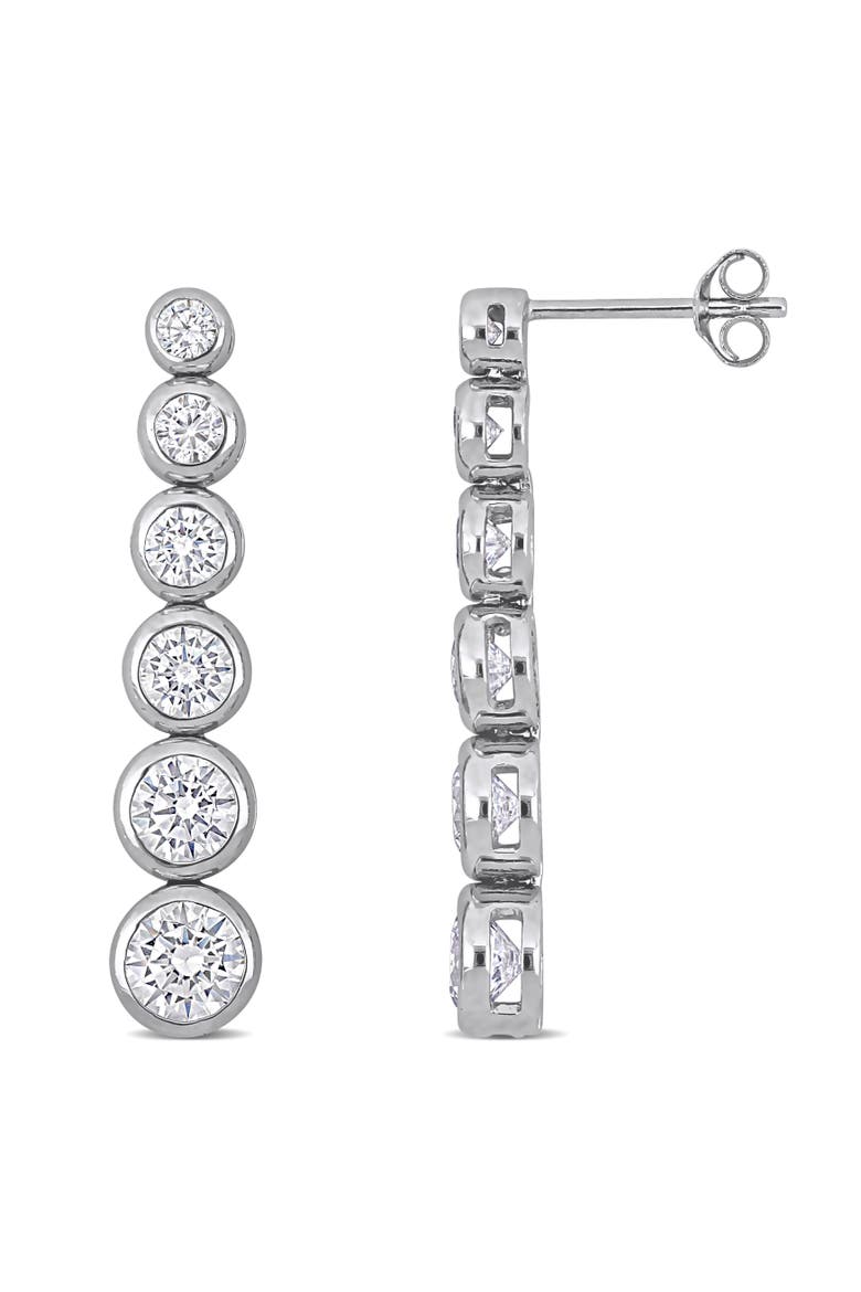 Cubic Zirconia Dangle Earrings, Main, color, Sterling Silver