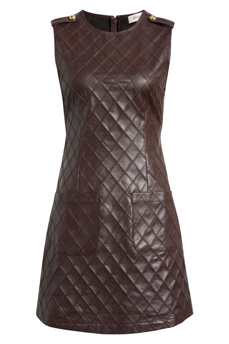 Sleeveless Faux Leather Dress, Alternate, color, BURGUNDY