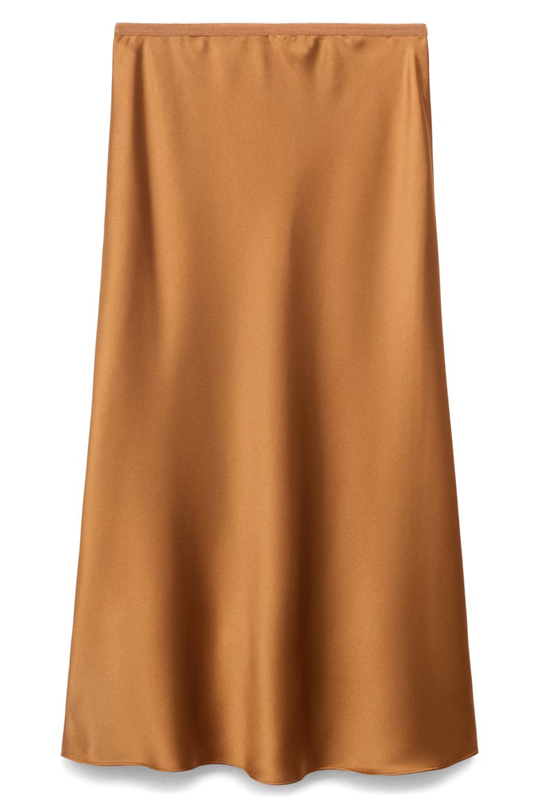 Mia Satin Midi Skirt, Alternate, color, COGNAC