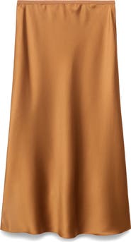 MANGO Mia Satin Midi Skirt
