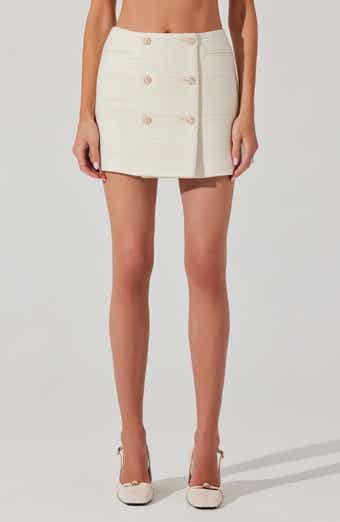 Rosario Wool Blend Tweed Wrap Miniskirt