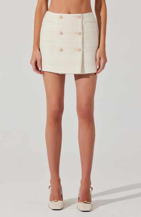 Rosario Wool Blend Tweed Wrap Miniskirt