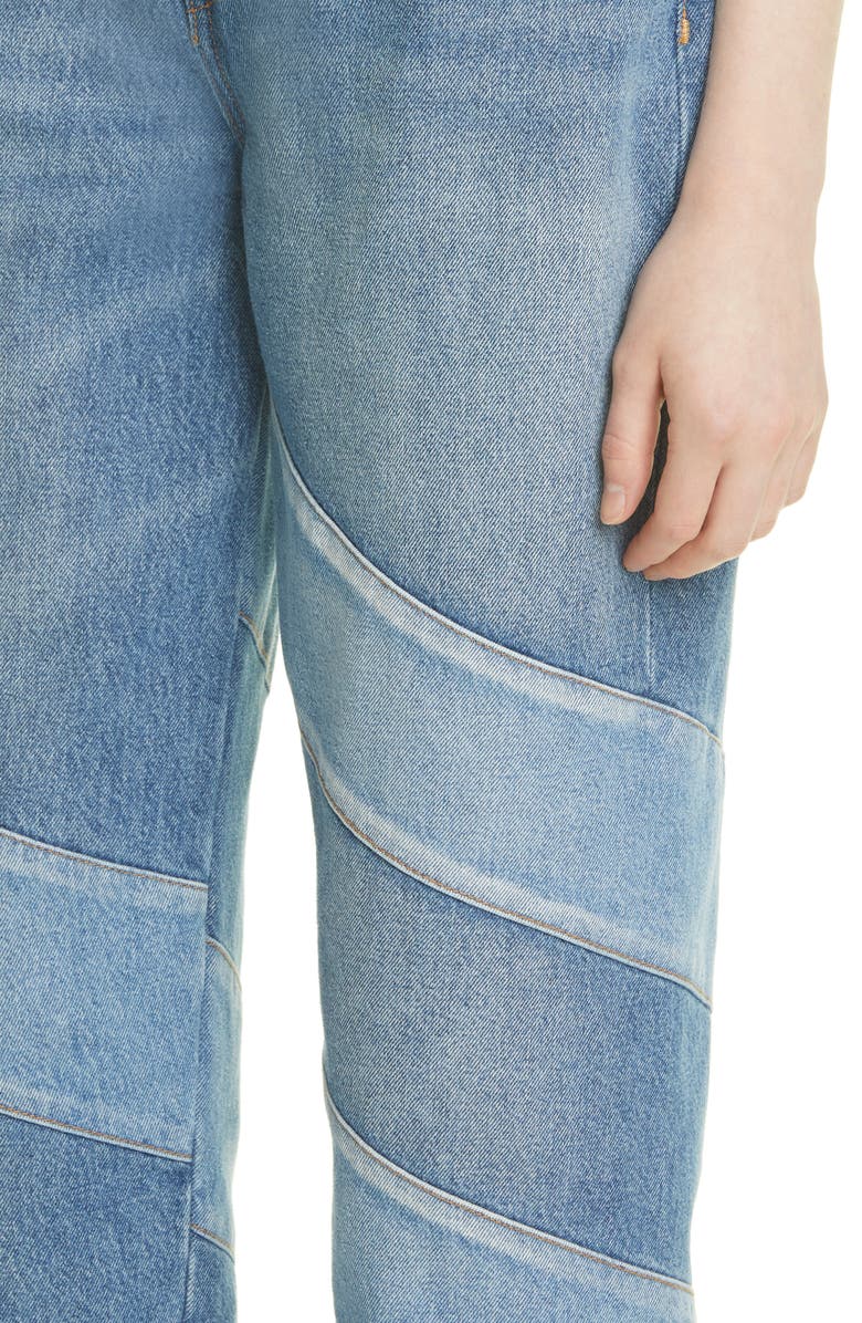 Ganni Misy Patchwork Crop Nonstretch Organic Cotton Jeans, Alternate, color,