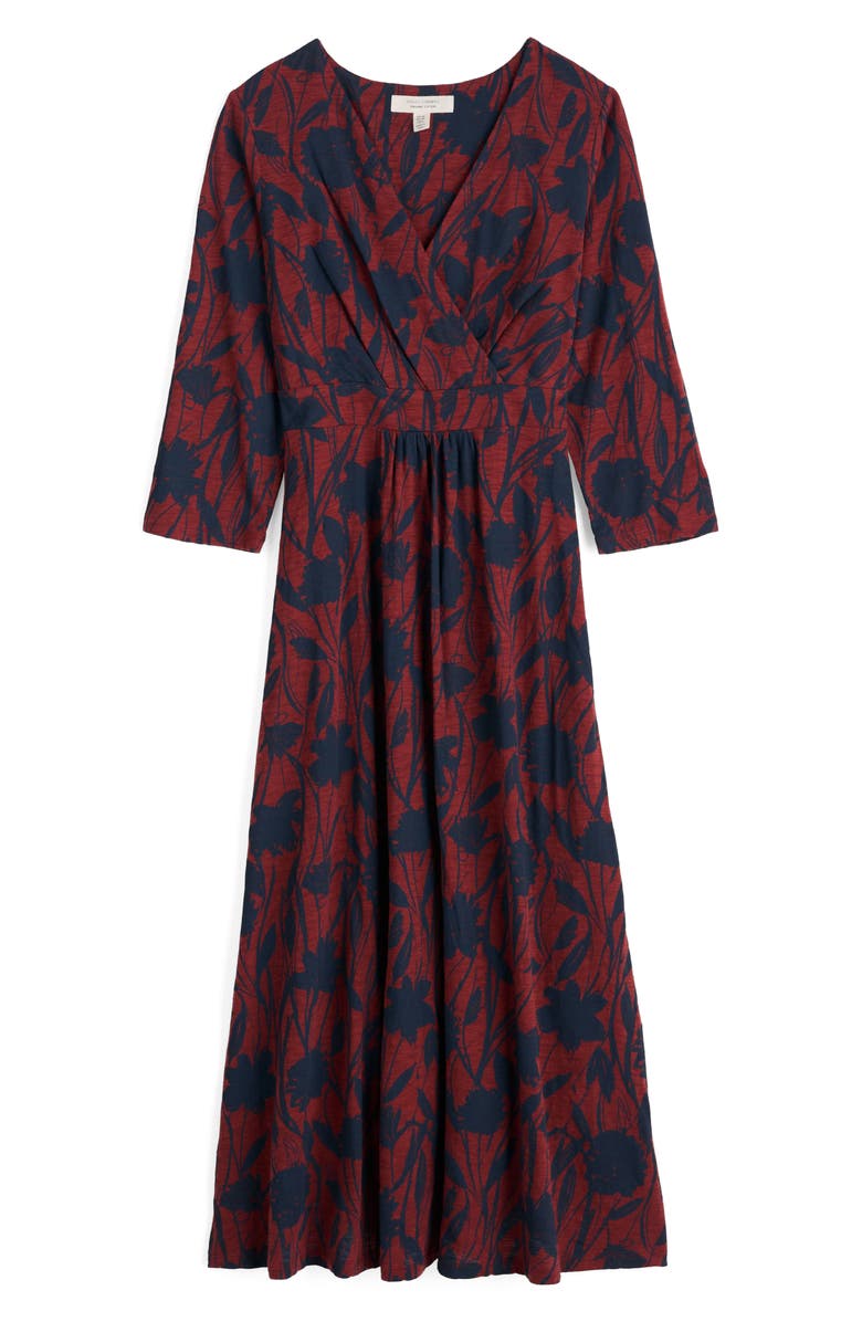Seasalt Cornwall Chapelle Floral Organic Cotton Jersey Midi Dress, Alternate, color, Windswept Floral Burgundy