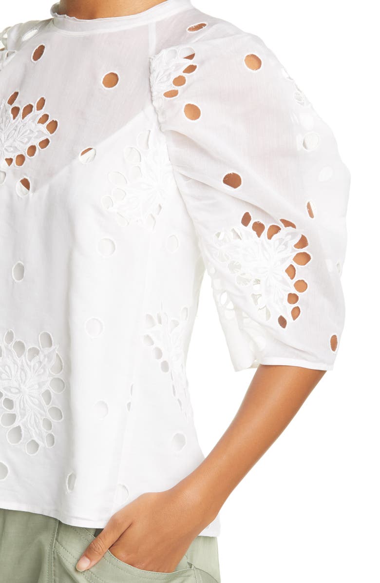 Rebecca Taylor Honeysuckle Eyelet Top, Alternate, color, 