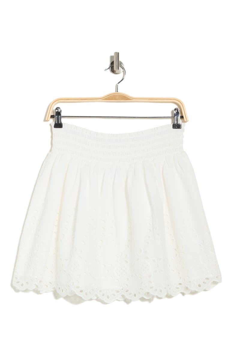 Eyelet Miniskirt, Alternate, color, WHITE BLANC
