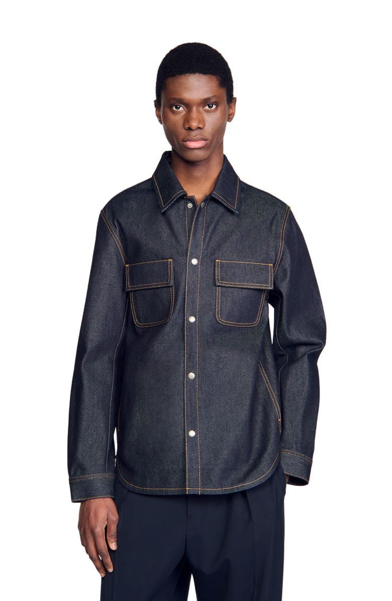 SANDRO Denim oversized shirt, Alternate, color, Raw-Denim