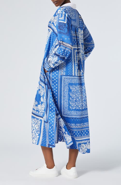 Marina Rinaldi Osanna Print Long Sleeve Maxi Shirtdress In Light Blue