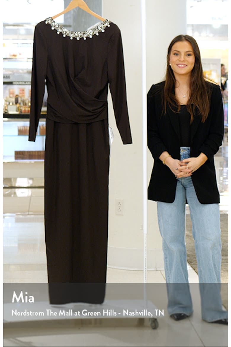 Anne Embellished Long Sleeve Column Gown video