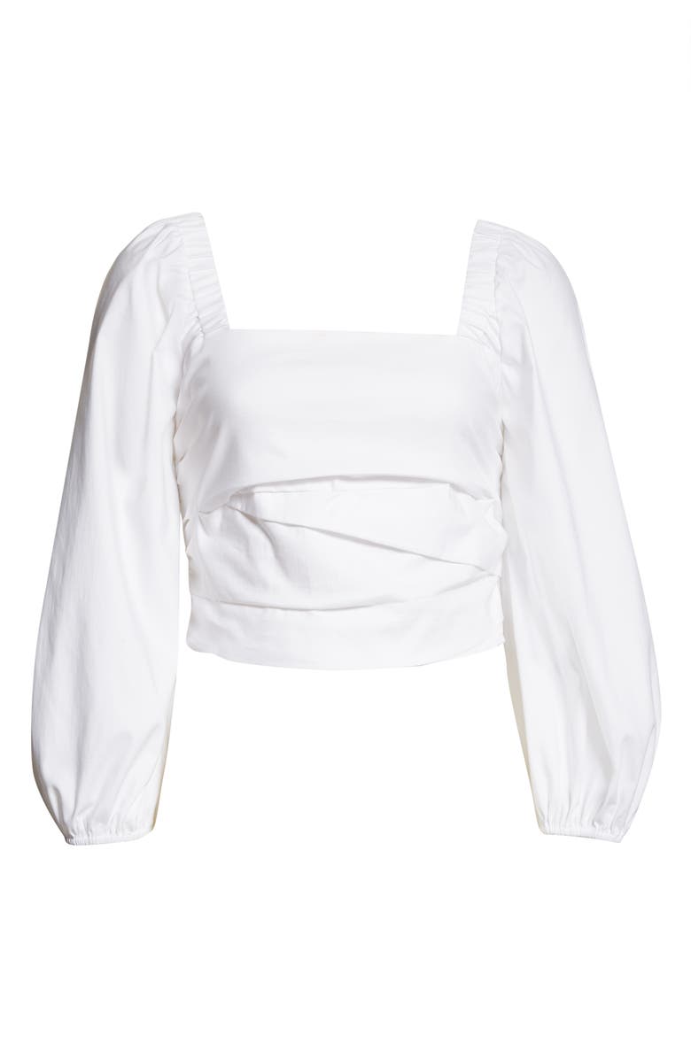 Veronica Beard Kayla Puff Sleeve Square Neck Cotton Blend Top, Alternate, color,