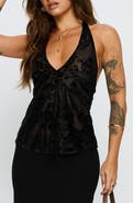 Princess Polly Velvet Burnout Babydoll Halter Top