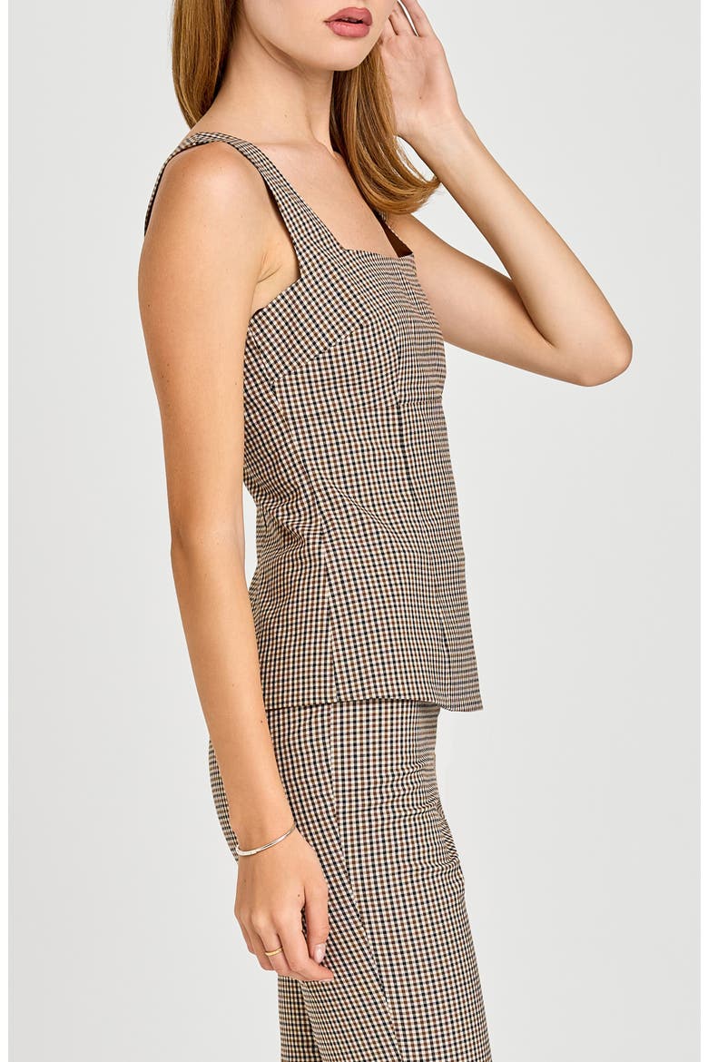 x Sara Walker Carolyn Plaid Sleeveless Top, Alternate, color, BROWN