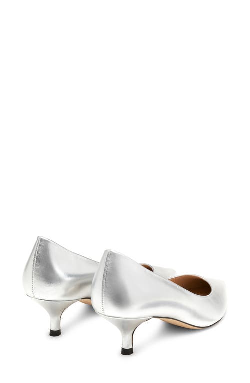 Stuart Weitzman Stuart Metallic Leather Kitten-heel Pumps In Silver