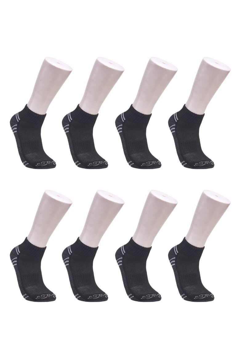 Boys Athletic Half Cushion Quarter Sock 8-Pack, Main, color, Black