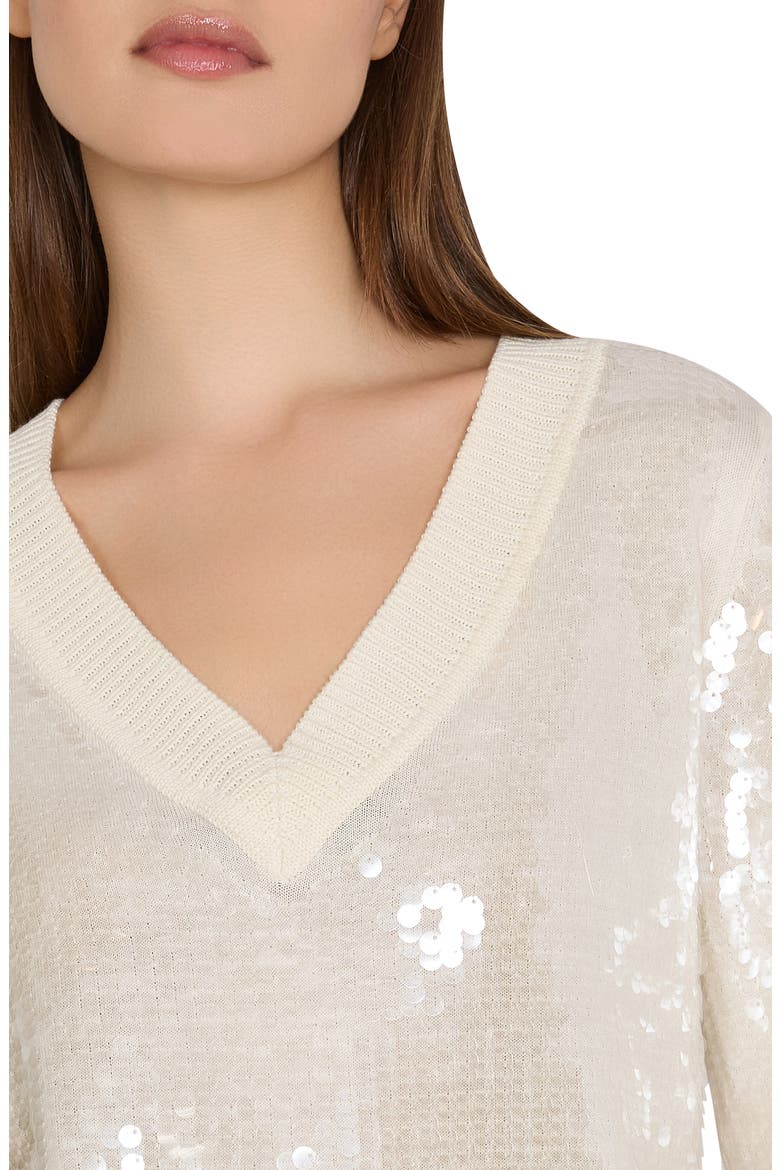 Ilaria Sequin V-Neck Sweater, Alternate, color, ECRU
