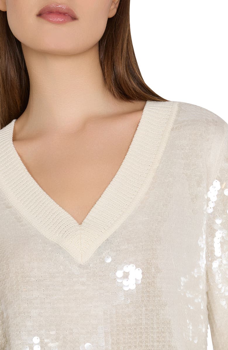Milly Ilaria Sequin V-Neck Sweater, Alternate, color, 