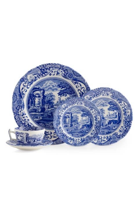 Blue Italian 5 Piece Place Setting