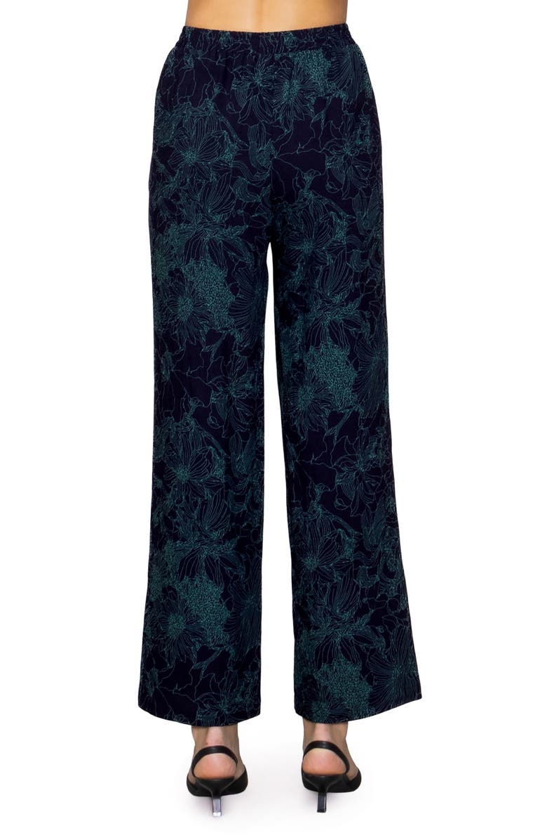 MELLODAY Abstract Print Wide Leg Pants, Alternate, color, Navy/ Teal