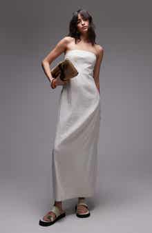 Topshop Strapless Linen Maxi Dress