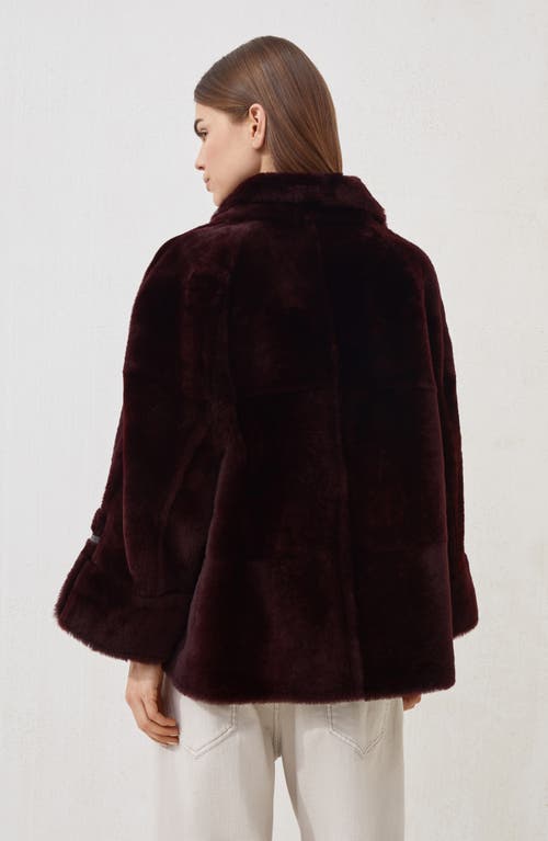 Brunello Cucinelli Burgundy Nappa Leather And Fur Reversible Caban In Burgundy
