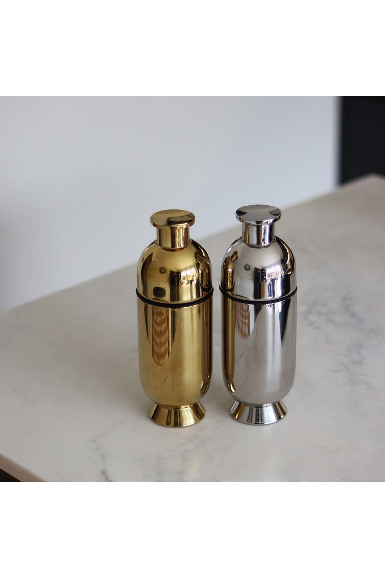 Trombone Cocktail Shaker, Alternate, color, Silver