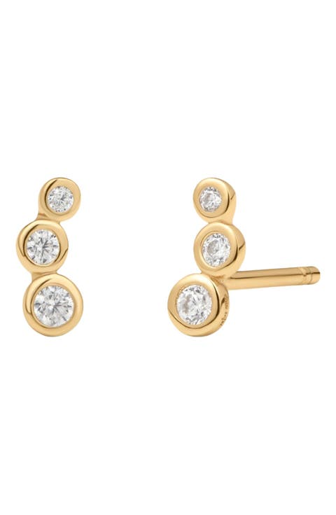 CZ Poppy Climber Stud Earrings
