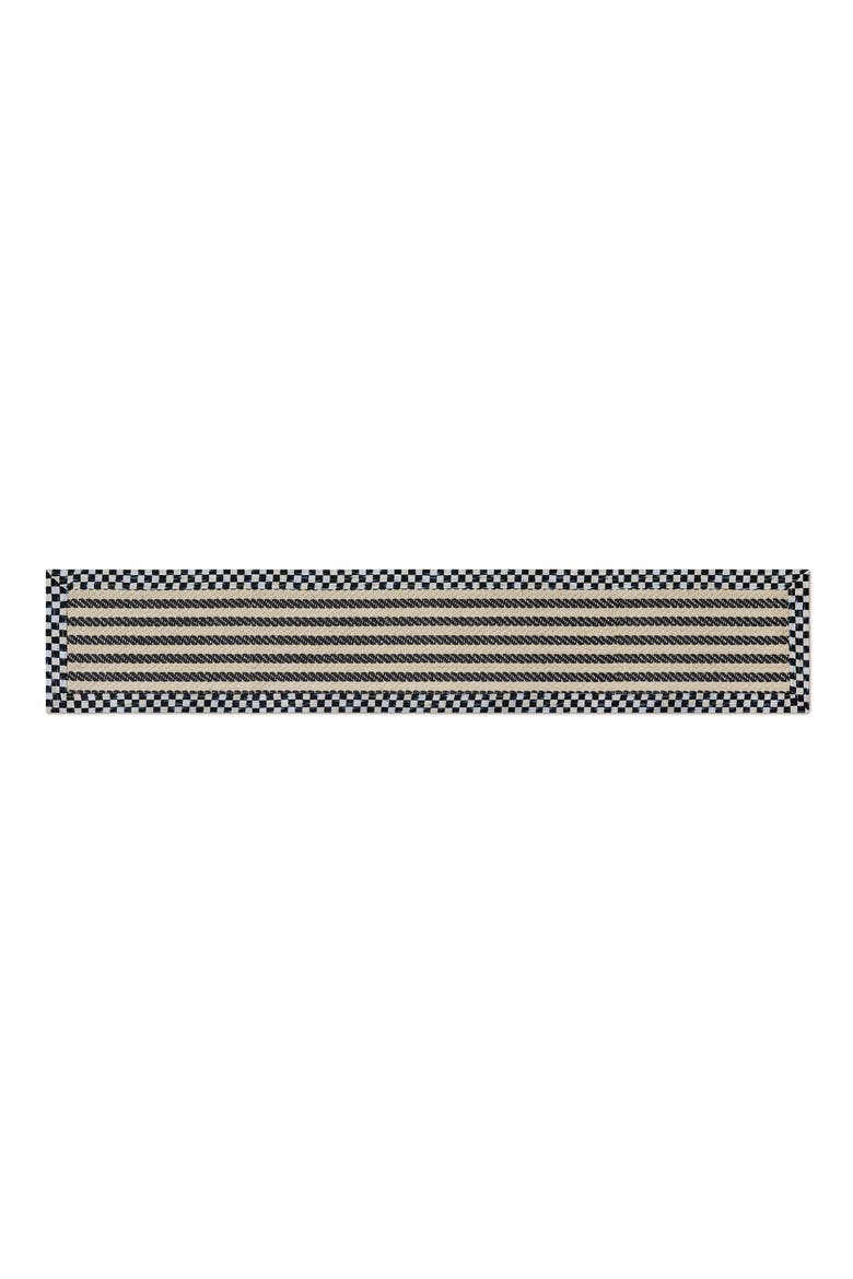Courtly Check Herringbone Stripe Indoor Rug, Main, color, BLACK