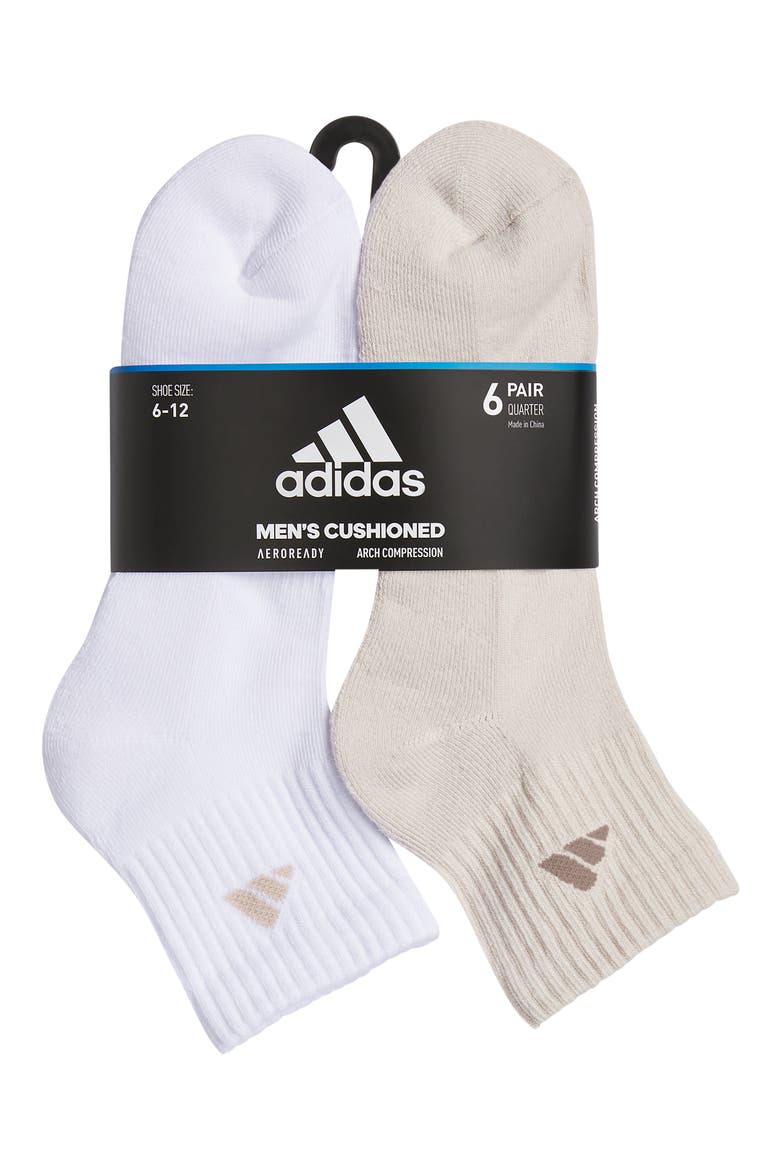 Assorted 3-Pack Cushioned Quarter Socks, Alternate, color, WHITE