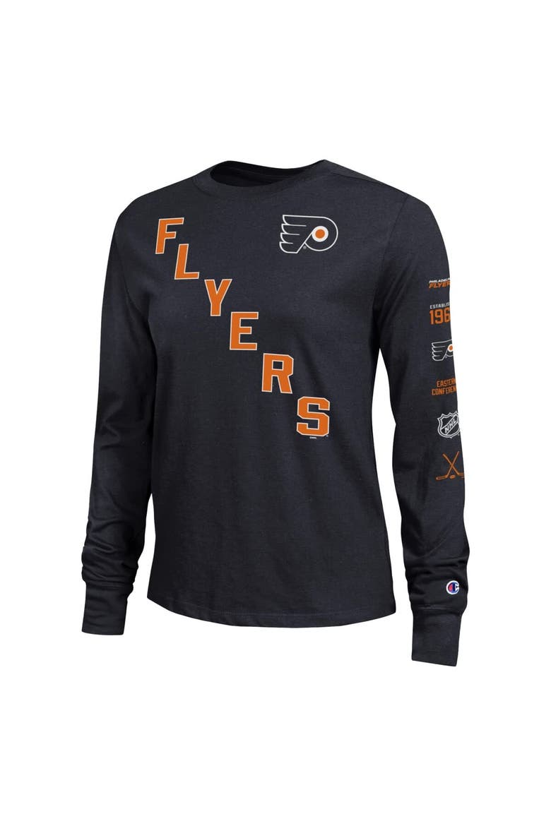 Women's Champion  Black Philadelphia Flyers 2-Hit Long Sleeve T-Shirt, Alternate, color, Black