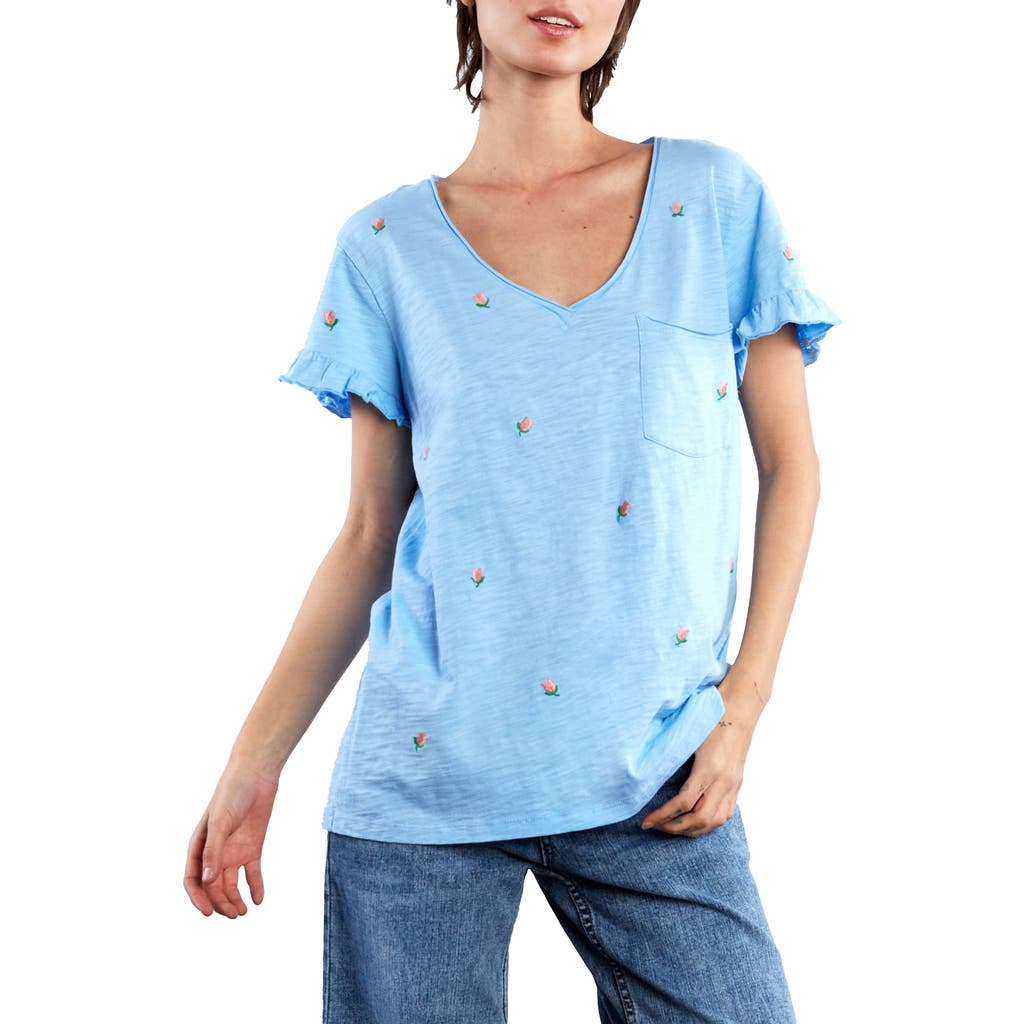 Billy T Rosey Frill Sleeve T-shirt In Dutch Canal