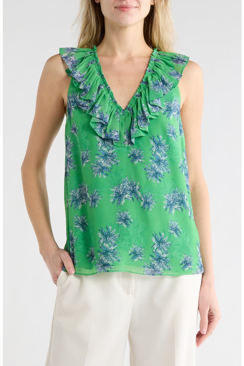 Sibyl Fern Ruffle Top, Main, color, BRIGHT FERN COMBO