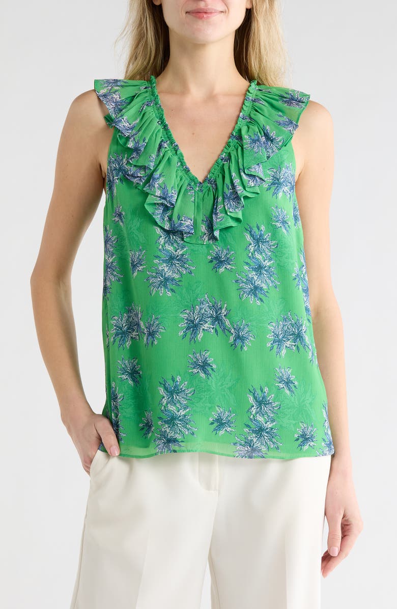 Ramy Brook Sibyl Fern Ruffle Top, Main, color, Bright Fern Combo