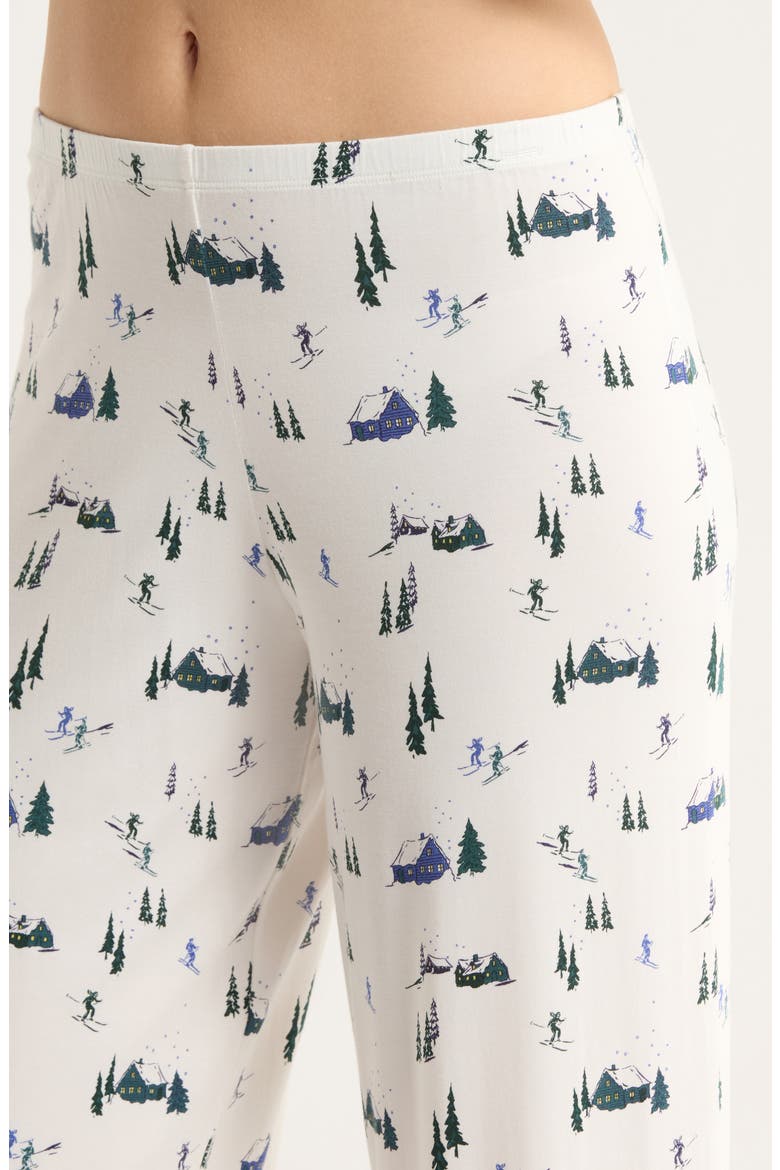 Gisele Printed Long Pajamas, Alternate, color, SKI CHALET IVORY/ PIN