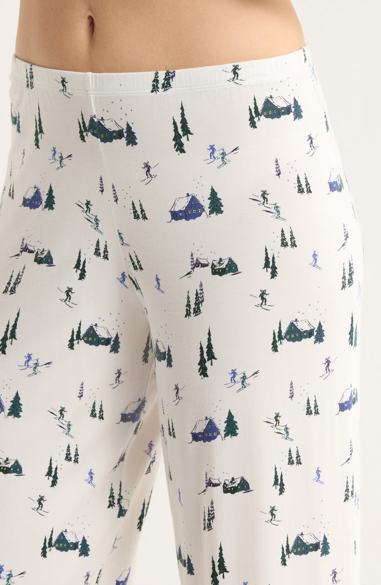 Eberjey Gisele Printed Long Pajamas, Alternate, color, Ski Chalet Ivory/ Pin