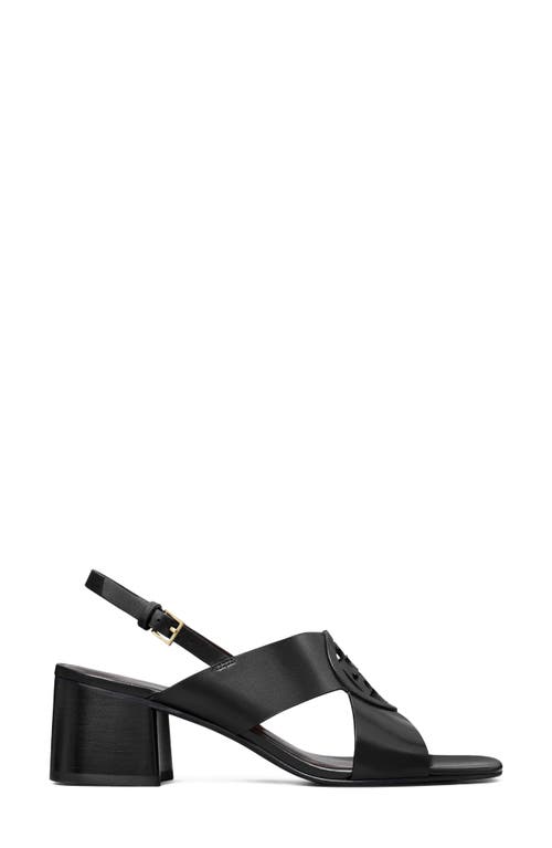 Tory Burch Miller Leather Logo Slingback Sandals In Perfect Black