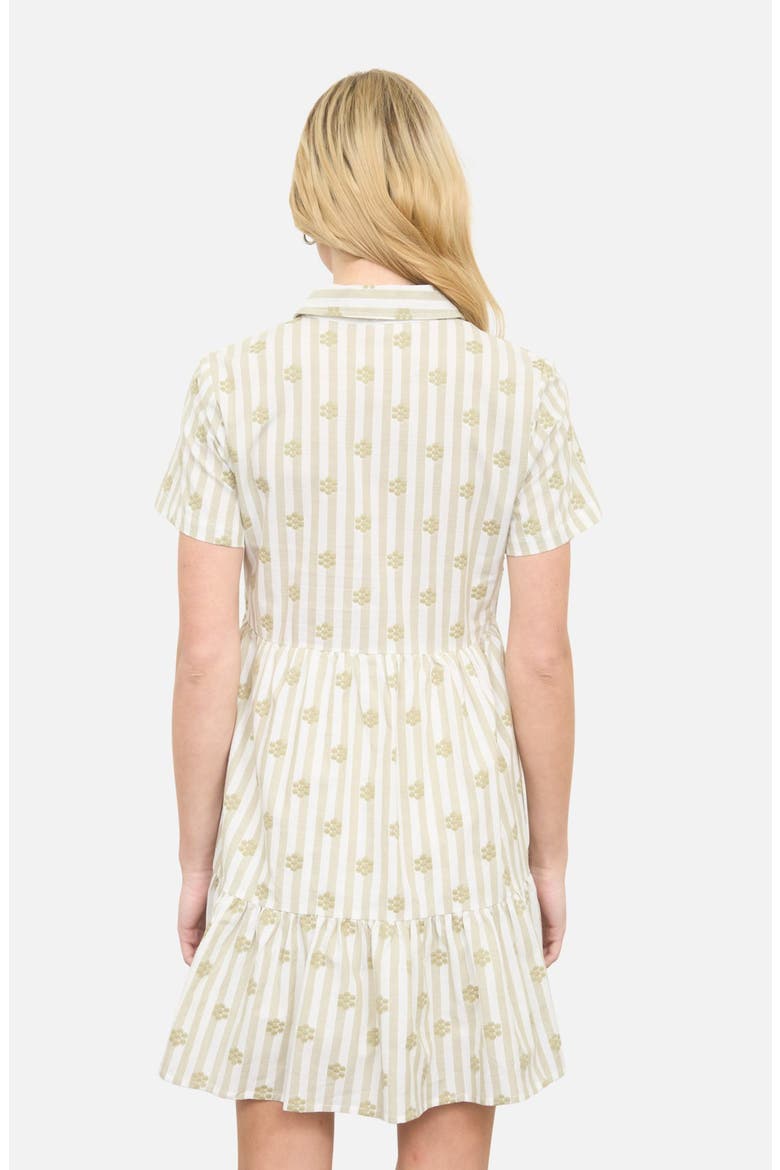 Floral Stripe Short Sleeve Cotton Shirtdress, Alternate, color, LIGHT OLIVE