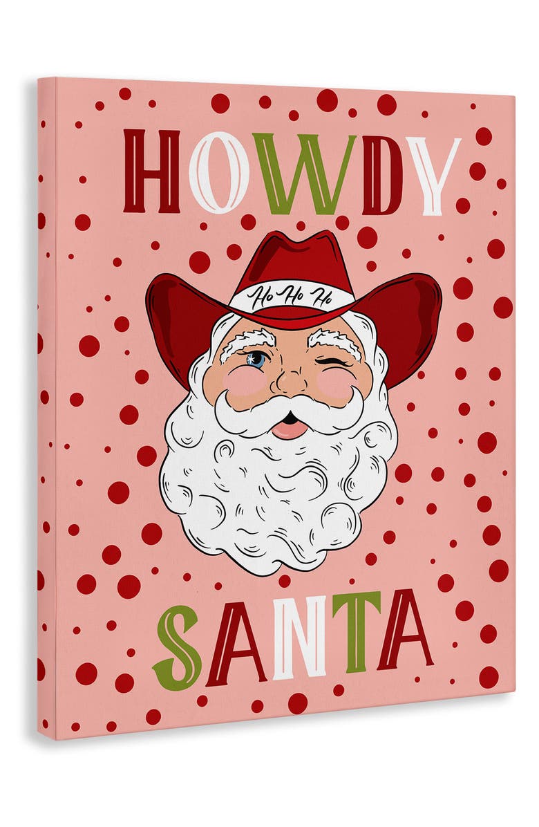 Stupell Industries Howdy Santa Christmas Canvas Wall Art, Alternate, color, Pink