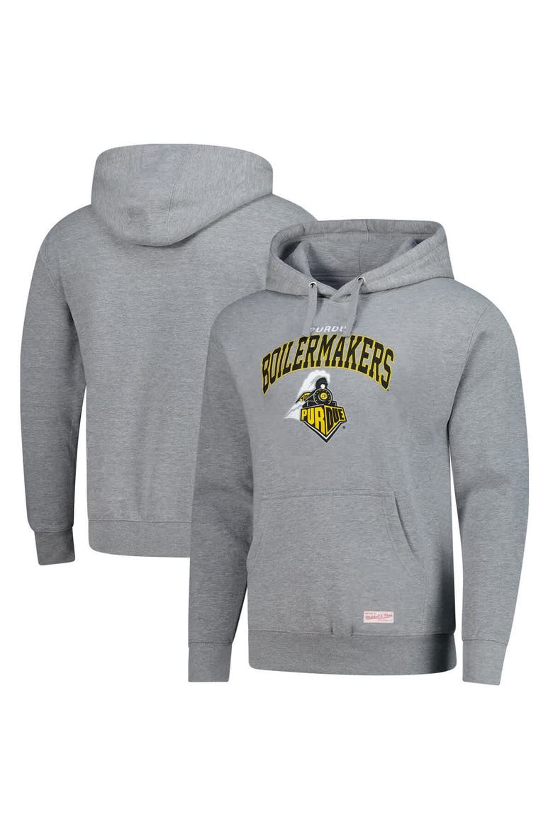 Men's Mitchell & Ness  Heather Gray Purdue Boilermakers Classic Arch Pullover Hoodie, Main, color, Heather Gray