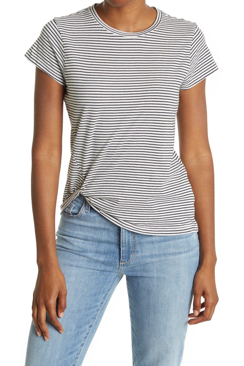 Mellon Twisted Hem T-Shirt, Main, color, CHALK WHITE/ INK