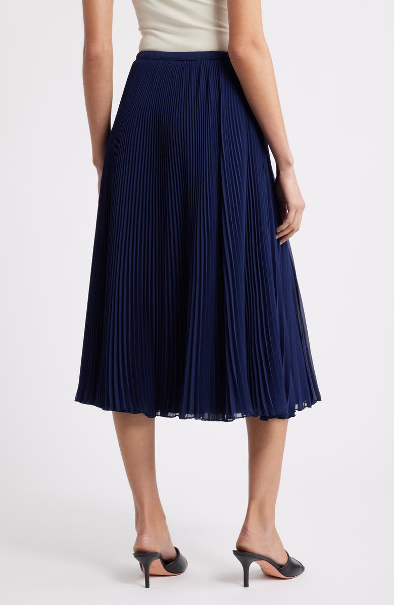Reformation Kella Pleated Skirt, Alternate, color, Navy