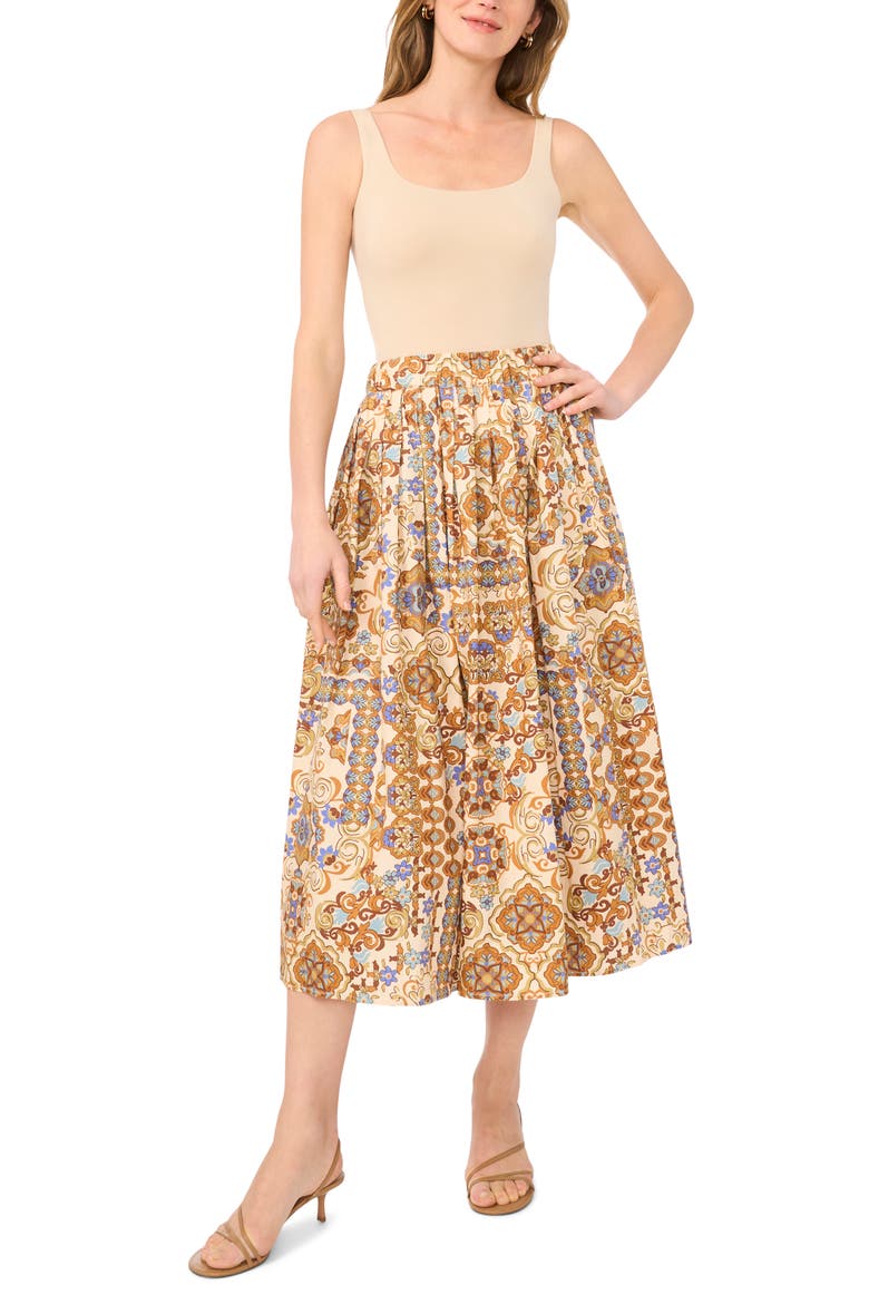 Bandana Print Cotton Midi Skirt, Alternate, color, EMPERADOR
