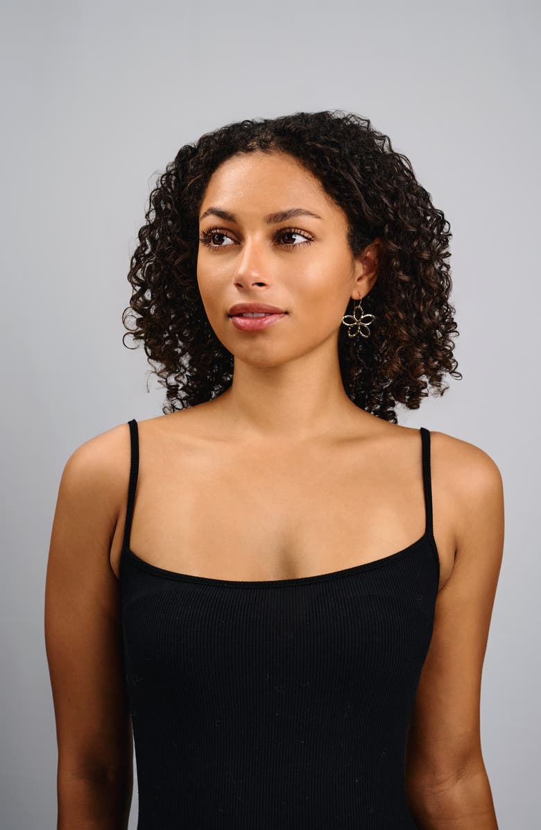 Kiara by Ki-ele Melia Floral Drop Earrings, Alternate, color, Gold