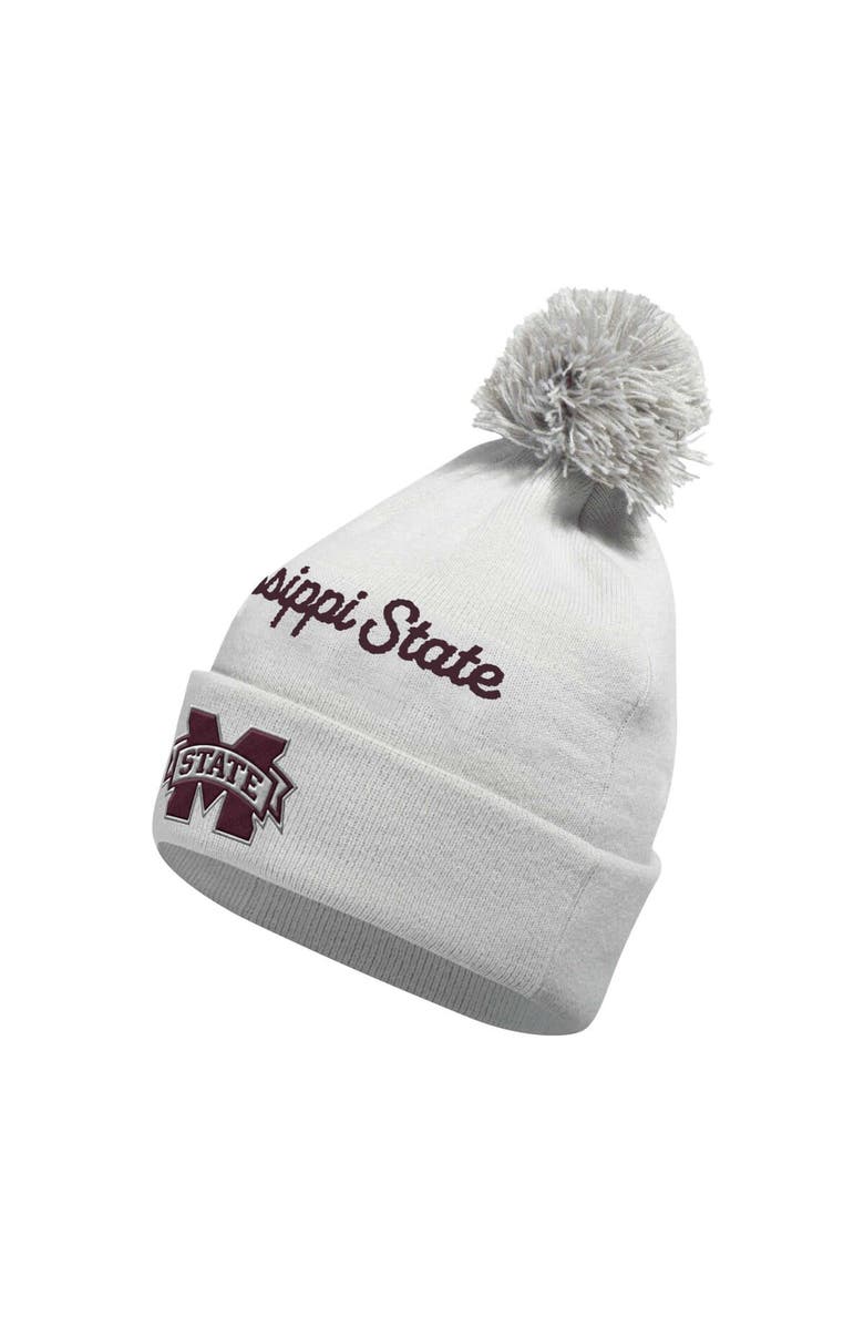 adidas Men's adidas Gray Mississippi State Bulldogs Cuffed Knit Hat with Pom, Main, color,