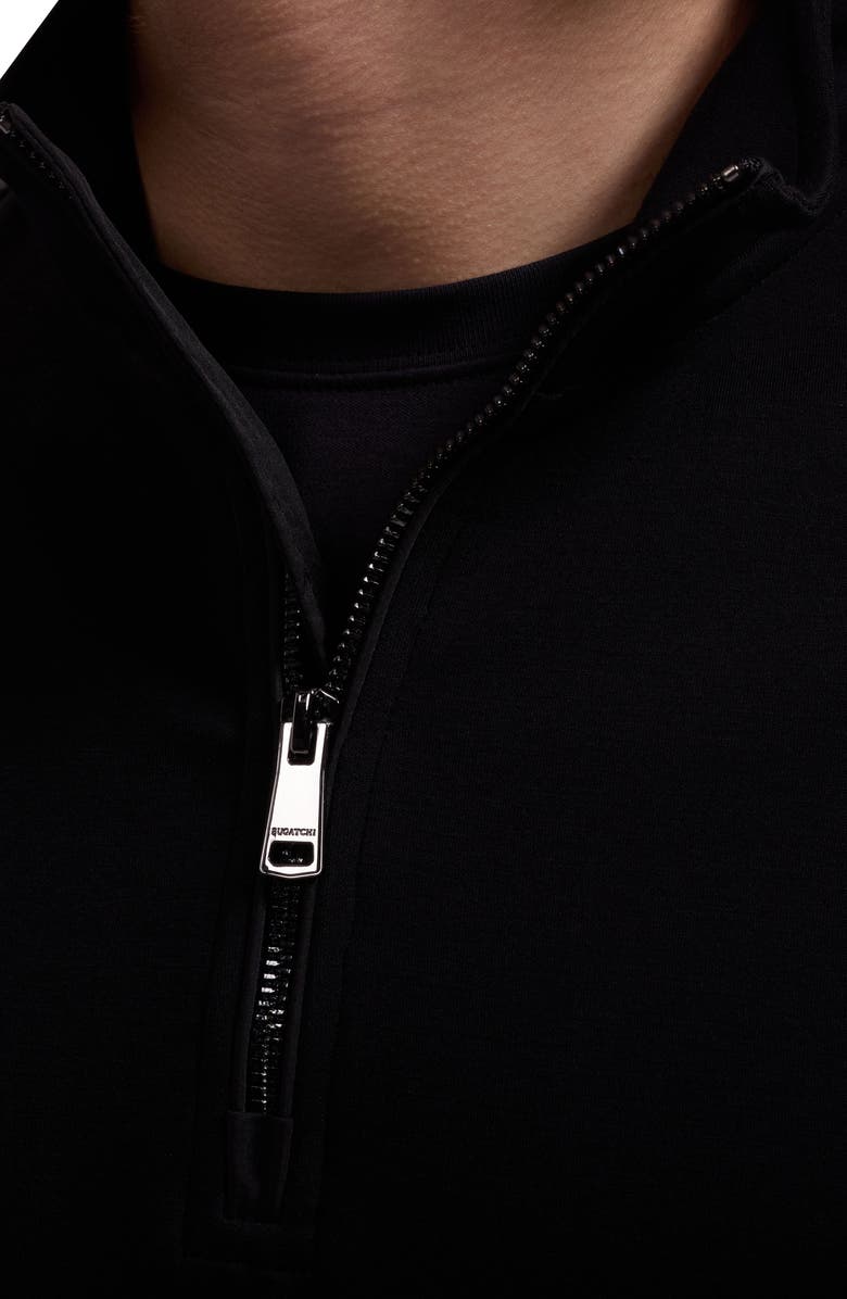 Bugatchi Soft Touch Quarter Zip Sweatshirt, Alternate, color, Black
