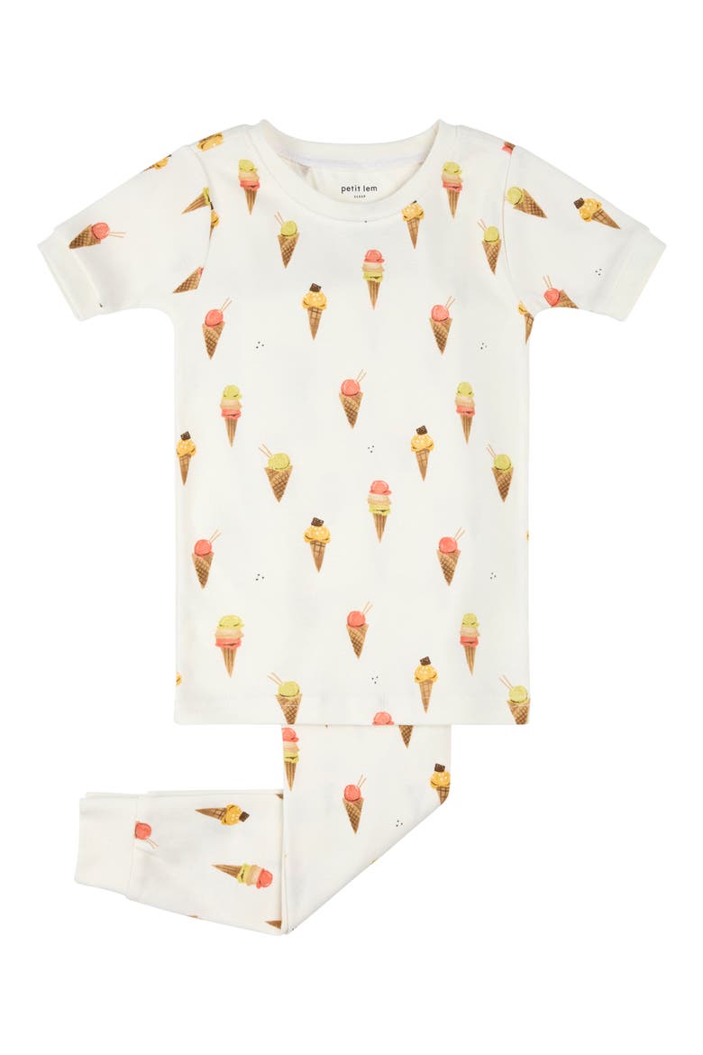 Kids' Fitted Two-Piece Organic Cotton Rib Pajamas, Main, color, BEIGE
