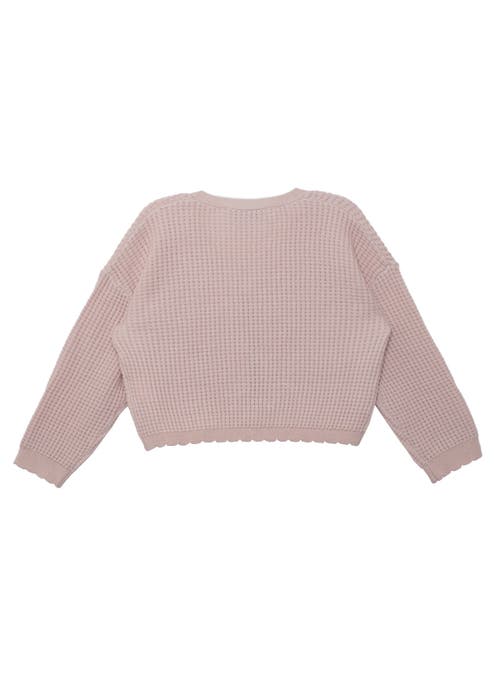 Isobella & Chloe Isobella And Chloe Girls' Ballerina Sweater, Pink Waffle-knit V-neck With Bow Ties In Pink