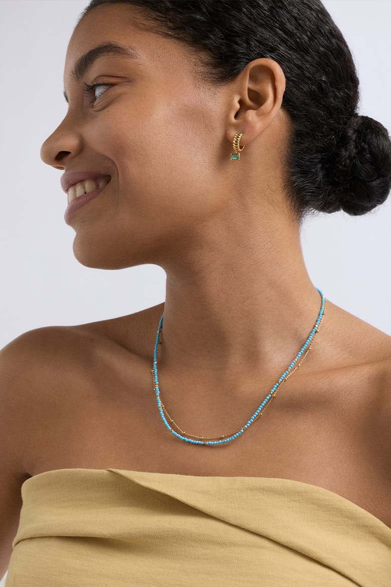 Gold Aurora Ridge Green Chalcedony Drop Huggies, Alternate, color, Gold
