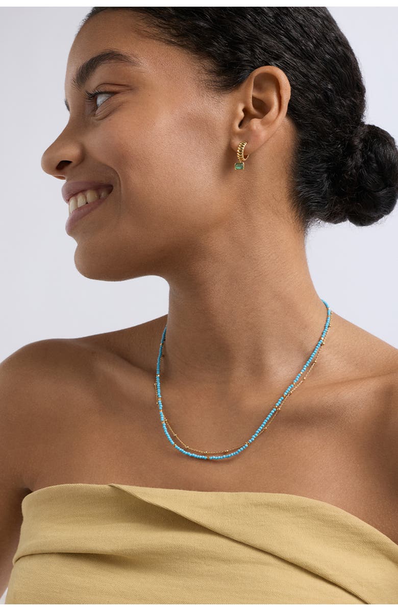 Astley Clarke Gold Aurora Ridge Green Chalcedony Drop Huggies, Alternate, color, Gold